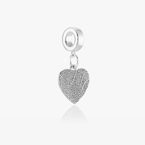 Silver Heart Fingerprint Dangle Charm