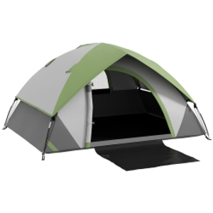 Outsunny Tienda de Campaña Plegable para 2 Personas con Ventana y Bolsa Impermeable 3000 mm 210x150x110 cm Gris y Verde