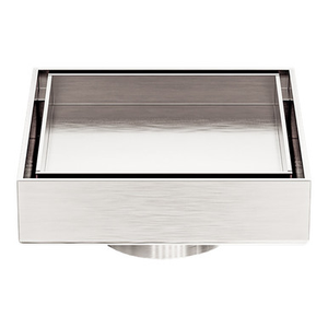 100mm Square Tile Insert Floor Waste 50mm Outlet Brushed Nickel [297097]