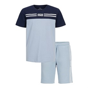 JACK & JONES Boys Steve T-Shirt And Shorts Set Navy Blazer/Ashley Blue