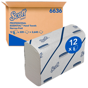 Scott Essential Narrow-Fold Paper Hand Towels 2 Ply 6636 12 Clips x 220 Sheets