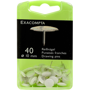 Exacompta Drawing Pins PS (Polystyrene) 10 mm White Pack of 40