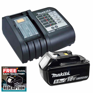 Makita DC18SD 14.4-18V Charger with 1 x 5.0Ah Battery