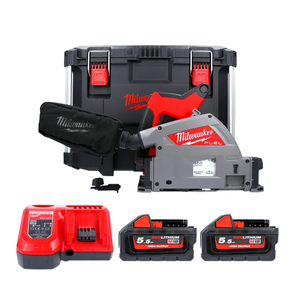 Milwaukee M18FPS55-552P 8V Fuel Cordless Brushless Plunge Saw With 2 x 5.5Ah Batteries, Charger & Packout Case
