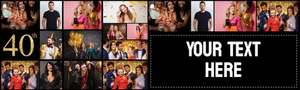 Personalised 40th Birthday Banner - Black Photo Collage - Custom Text &amp; 17 Photo Upload