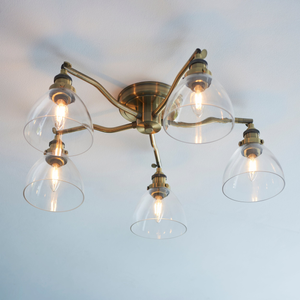 Endon Hansen 5lt Semi flush Antique Brass