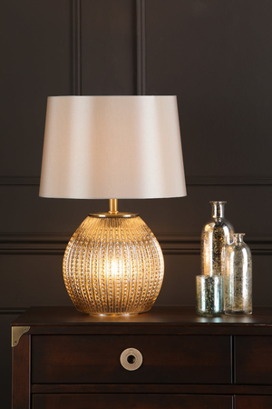 Dar Sonia Table Lamp Antique Silver with Shade