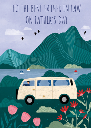 To The Best Father In Law Illustrated Camper Van Father’s Day Card