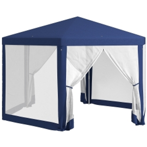 Outsunny 4m Hexagon Gazebo Party Tent, Screen House Patio Canopy Event Shelter for Activities, Shade Resistant, Blue