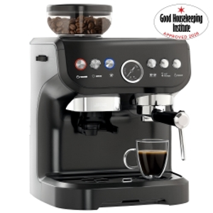 HOMCOM 15 Bar Coffee Machine with Adjustable Grind, Steamer and Accessories, Good Housekeeping Institute Approved, Black