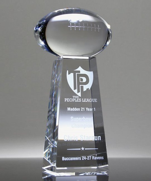 Large Crystal Football on Pedestal Award