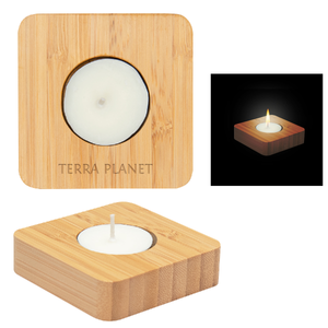 Bamboo Candle Holder with Tea Light