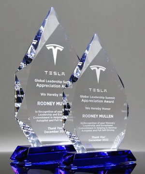 Crystal Diamond Award with Blue Base