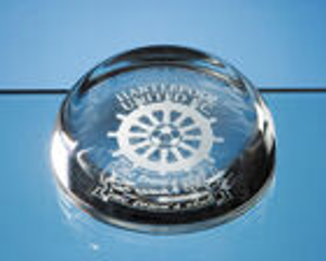 Engraved Flattened Glass Dome Paperweight