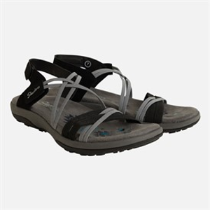 SKECHERS Womens Reggae Slim Takes Two Sandals Black/Charcoal