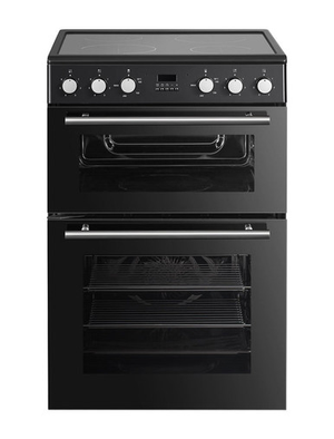 Powerpoint, P06C2MDBL, 60cm Double Oven and Ceramic Hob, Black