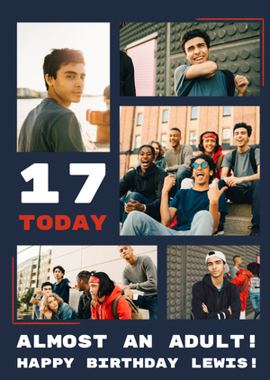 17 Today Almost An Adult Photo Upload Birthday Card