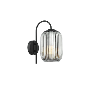 IDR0722-SAW6510 Idra Wall Light Matt Black and Smoked Ribbed Glass