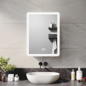 ELEGANT LED Bathroom Mirror Cabinet with Shaver Socket and Demister White