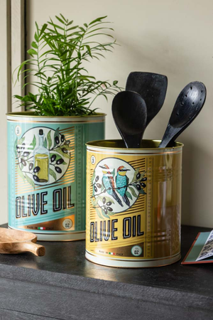 Set Of 2 Olive Oil Storage Tins - Large & Medium