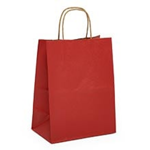 Red Tint Kraft Shopping Bags - Pkg Colored - 16 X 6 X 12 - Gusset - 6'' - Quantity: 25 - Twist Handle Bags by Paper Mart