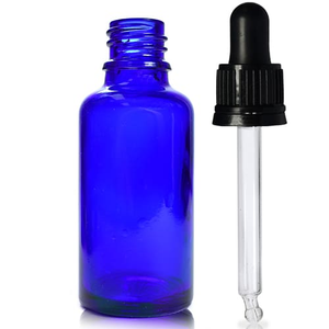 30ml Blue Glass Dropper Bottle & T/E Glass Pipette