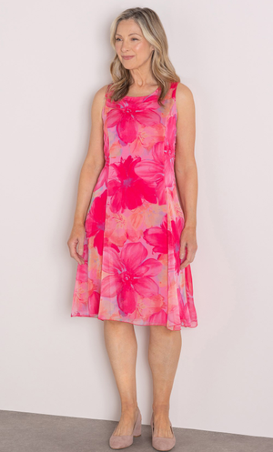 Bold Floral Shift Dress - Pink
