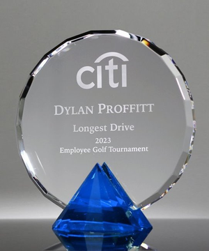 Faceted Circle Blue Diamond Award