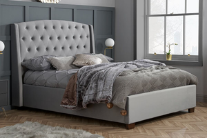 Balmoral Grey Velvet Fabric Bed