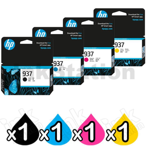 4 Pack HP 937 Genuine Ink Cartridges Combo 4S6W2NA - 4S6W5NA [1BK,1C,1M,1Y]