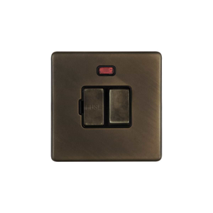 The Westminster Collection Vintage Brass 13A Double Pole Switched Fused Connection Unit (FCU) With Neon
