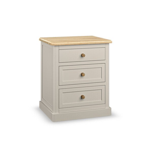 Henley Natural Oak and Stone Painted Hardwood 3 Drawer Bedside Table