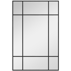 HOMCOM Espejo Rectangular de Pared Espejo de Ventana 90x60 cm con Marco de Metal Espejo Decorativo para Salón Dormitorio Negro