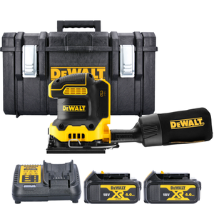 DeWalt DCW200N 18V XR Cordless Brushless 1/4" Sheet Palm Sander With 2 x 4.0Ah Batteries, Charger & Case