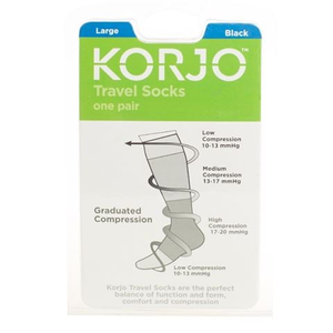 Korjo - Unisex Travel Sox Black Large