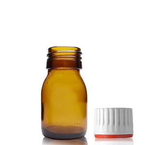30ml Amber Glass Sirop Bottle & 28mm (Red Band) T/E Cap