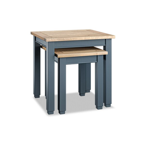 Richmond Smoked Oak Finish and Ink Blue Painted Hardwood Nest of Tables