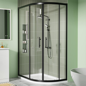 Coral 6mm Offset Quadrant Shower Enclosure Matt Black 1200 x 760mm