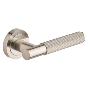 Marylebone Lever on Rose Knurled Door Handle - Brushed Nickel - Pair - Designer Levers