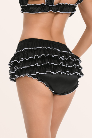 Sissy Satin Ruffled Skirted Panties - Black