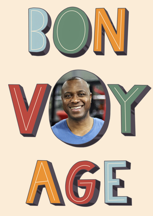 Bon Voyage Typographic Photo Upload Leaving Card