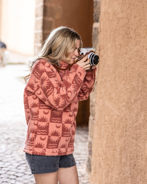 Equinox Womens 1/4 Neck Fleece in Coral