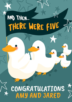 And Then There Were Five New Baby Card