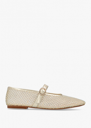 Imesh Gold Crystal Mesh Mary Jane Pumps
