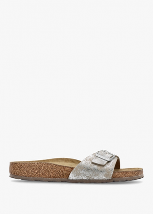 Madrid Synthetic Washed Metallic Silver Mules