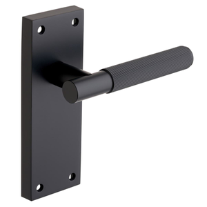 Marylebone Knurled Lever Latch Door Handle on Backplate - Matte Black - Pair - Designer Levers