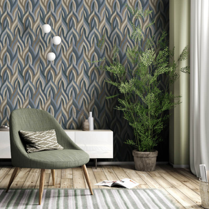 Holden Decor Bohemian Arabesque Geometric Blue Wallpaper - 36372