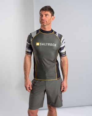 Camo Stripe Mens Short Sleeve Rashvest in Camo Green