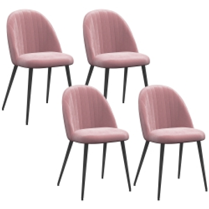 HOMCOM Pack de 4 Sillas de Comedor Modernas Sillas de Cocina Tapizada en Terciopelo con Respaldo Alto 50x56x83 cm Rosa Palo