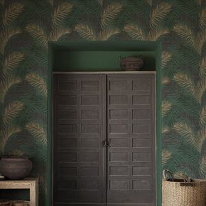 Galerie Botanical Palm Leaf Green/Brown Metallic Wallpaper - PS33317